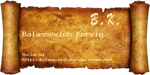 Balassovich Korvin névjegykártya